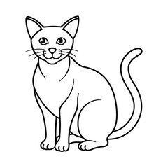 Simple cat outline vector illustration sitting upright with a curled tail on a white background