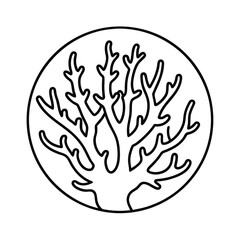 Coral silhouette icon vector illustration simple marine life outline design in circle