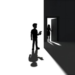 Fototapeta premium Family symbolic characters silhouettes