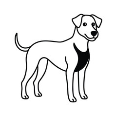 Minimalist jack russell terrier illustration canine pet outline black and white graphic domestic animal simple design