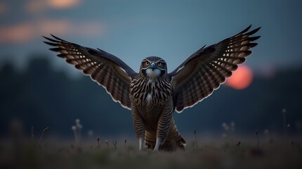 Colorful fantasy bird with majestic wings