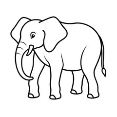 Elephant outline vector illustration simple design for coloring books and educational resources black and white
