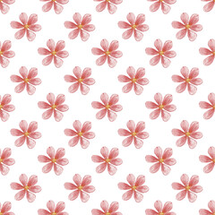 Fototapeta premium Seamless background, floral pattern with watercolor flowers pink. Repeat fabric wallpaper print texture. Perfectly for wrapped paper, backdrop.