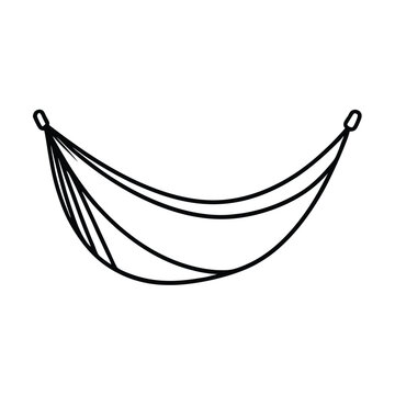 recommend clip art: Minimalist hammock outline illustration for relaxation and vacation themes simple black and white graphic design