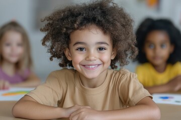 Joyful Young Learners from Different Cultures Doing Art Together