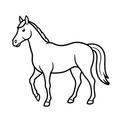 Obraz premium Elegant horse outline illustration in black and white for coloring books or graphic design projects