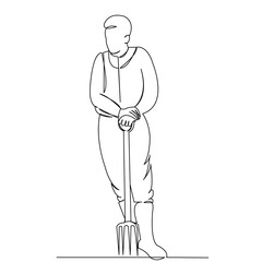 One continuous single drawing line art flat doodle farmer, man, agriculture, farm, farming. Isolated image hand draw contour on a white background
