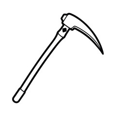 Minimalist scythe illustration for halloween decoration and farming concepts isolated on white background