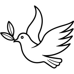 Obraz premium Dove and Olive AI Graphic Design File – Minimalist White Background Microstock Art