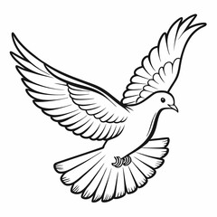 Obraz premium Flying Dove Outline Vector – AI Graphic Design File on White Background | Microstock Digital Download