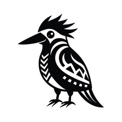 kookaburra tribal style black silhouette vector on white for web and graphic design