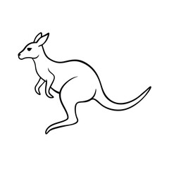 Simple black and white outline illustration of a kangaroo on a white background australian wildlife icon