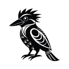 kookaburra tribal style black silhouette vector on white for web and graphic design