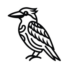 kookaburra tribal style black line art vector on white for web and graphic design