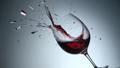 Fototapeta premium A vibrant red wine splash fills the wineglass as more of the rich, alcoholic beverage is poured, an isolated object of celebration