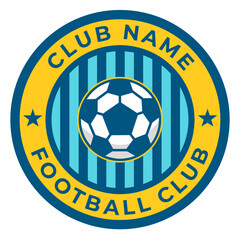 Vector illustration of a football club logo with a soccer ball and a circular badge design. Perfect for team identity, sports branding and custom football team emblems.
