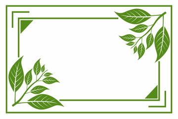 Green leaf frame vector design illustration with decorative botanical frame elements. Perfect for invitations, eco-friendly templates, nature-themed backgrounds, and organic label designs.
