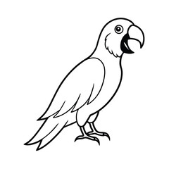 Obraz premium Black and white vector illustration of a cartoon lovebird graphic design element clip art image