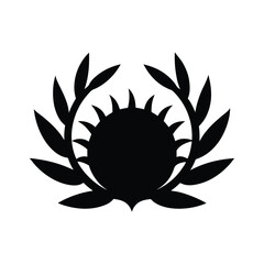 laurel sunrise tribal style black silhouette vector for web and graphic design