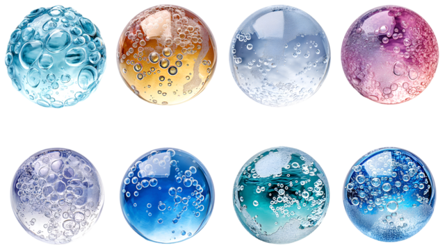 Glass Bubble Spheres Transparent Decorative Objects for Modern Interiors.