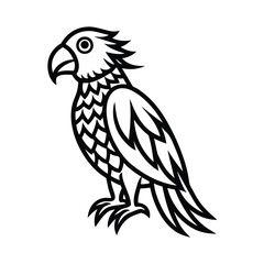 parrot tribal style black line art vector on white for web and graphic design