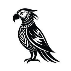 Obraz premium parrot tribal style black silhouette vector on white for web and graphic design