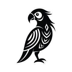 parrot tribal style black silhouette vector on white for web and graphic design