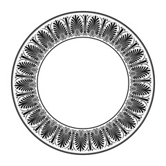 Beautiful vector round european frame with arabesque, floral element. Traditional classic greek ornament. Monochome plate with floral design. Vintage, ethnic frame with arabesques. EPS. For printing