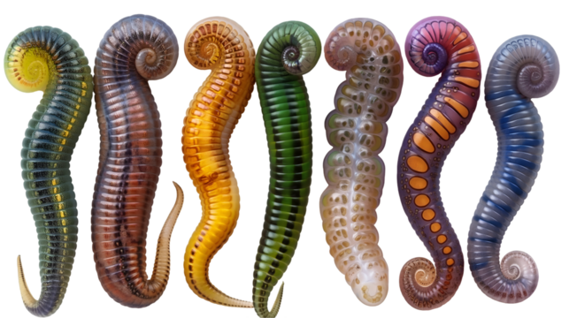 Colorful Segmented Worms Vibrant Abstract Nature Design Texture.