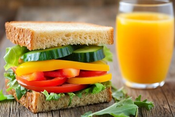 Healthy sandwich with fresh vegetables