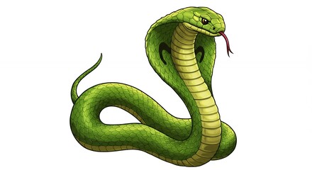 Fototapeta premium Green snake illustration for educational use