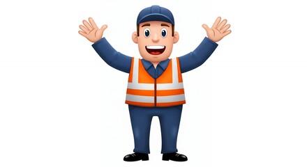 Happy worker cartoon illustration
