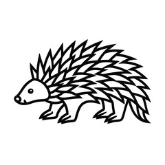porcupine tribal style black line art vector on white for web and graphic design