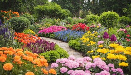 A colorful field of tulips, a floral beauty in nature's spring garden