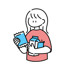 袋が欲しい旨を伝えそびれた女の子のイラスト