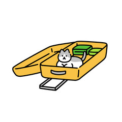 一緒に旅行へ行く気満々の猫のイラスト