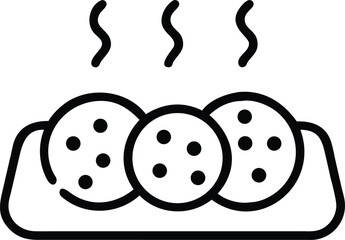 Close up of fresh batch of homemade chocolate chip cookies, selective focus.