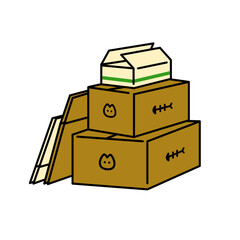 片付けられないダンボールのイラスト