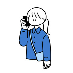 心当たりのない着信に恐る恐る出たらセールスの電話だった女の子のイラスト