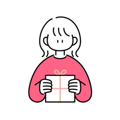 プレゼントを早く渡したくてウズウズしている女の子のイラスト