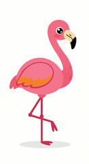 Standing Flamingo Illustration with Pink Feathers and Long Legs