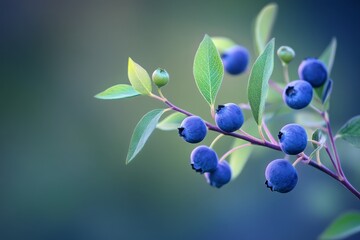 Fresh blueberries on branch (2)