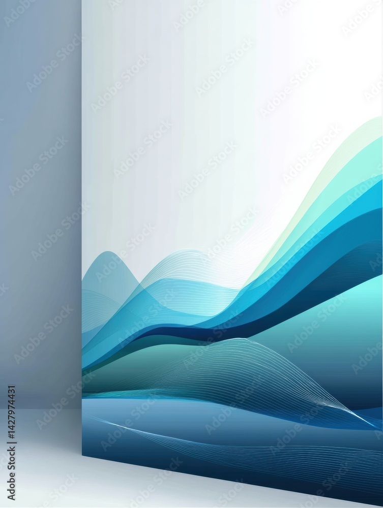Poster Clean Mockup Design for Oil Company Presentation Background With Fluid Wave Patterns