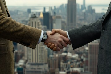 Business handshake cityscape