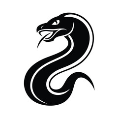 snake logo tribal style black and white coiled design for web and graphic design