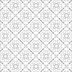 Seamless Black and White Geometric Floral Pattern Handcrafted Vector Design
