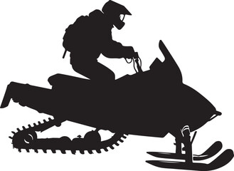 snowmobiling line art silhouette vector illustration