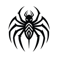 spider tribal style black silhouette vector on white for web and graphic design
