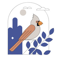 Cardinal Bird Illustration Elegant Red Songbird for Nature and Wildlife Designs