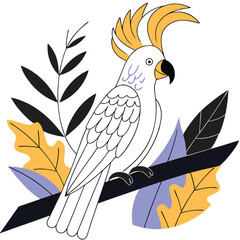 Cockatoo Bird Illustration Colorful and Playful Avian Art for Wildlife and Exotic Designs